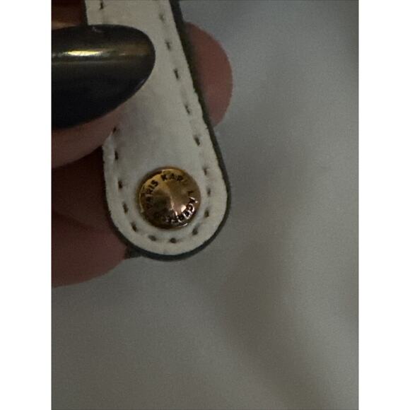 KARL LAGERFELD PARIS MAYBELLE DUO TOP HANDLE SATCHEL PURSE CROSSBODY WHT PIN NWT - Picture 6 of 11